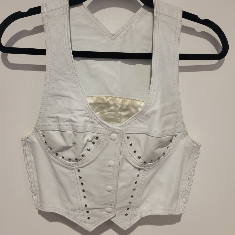 White Leatger Studded Women's Corset/Vest